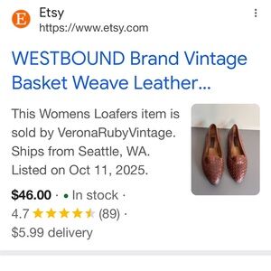 Westbound Women's Basket Weave Leather Loafers - Brown new never worn